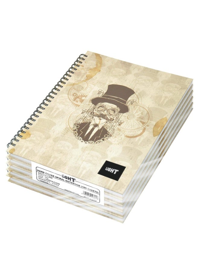 FIS Light Spiral Hard Cover Notebook Single Line (Pack of 5 Pcs X 100 Sheets) A4 Size - LINBSA41808 - Image 1